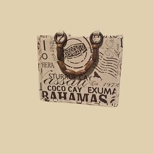 Printed Canvas Tote‎ Bag with Wooden Handles